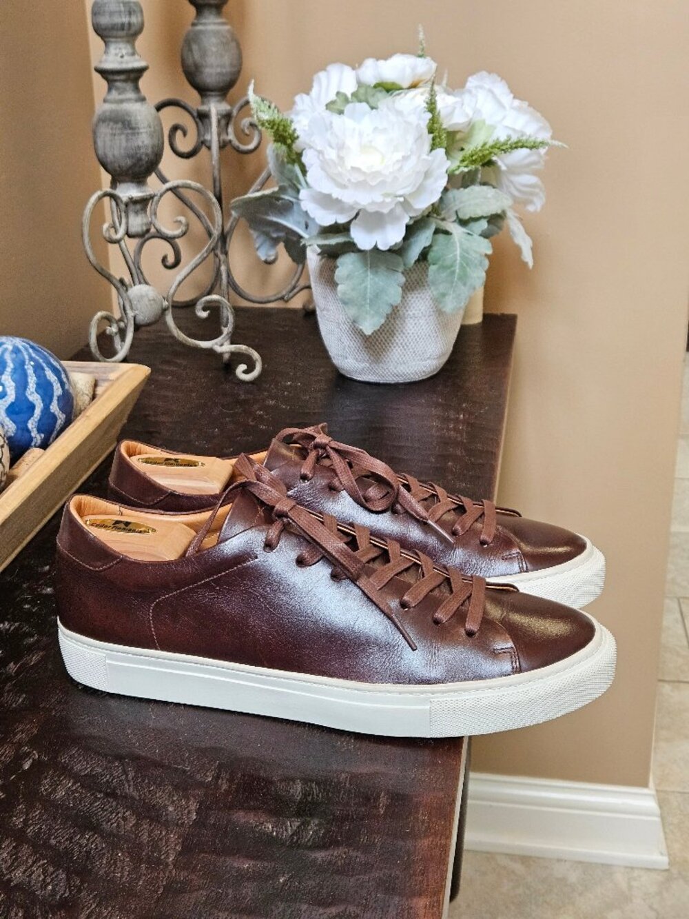 Beckett Simonon Men's Reid Leather Sneakers, Brown, Sz 12